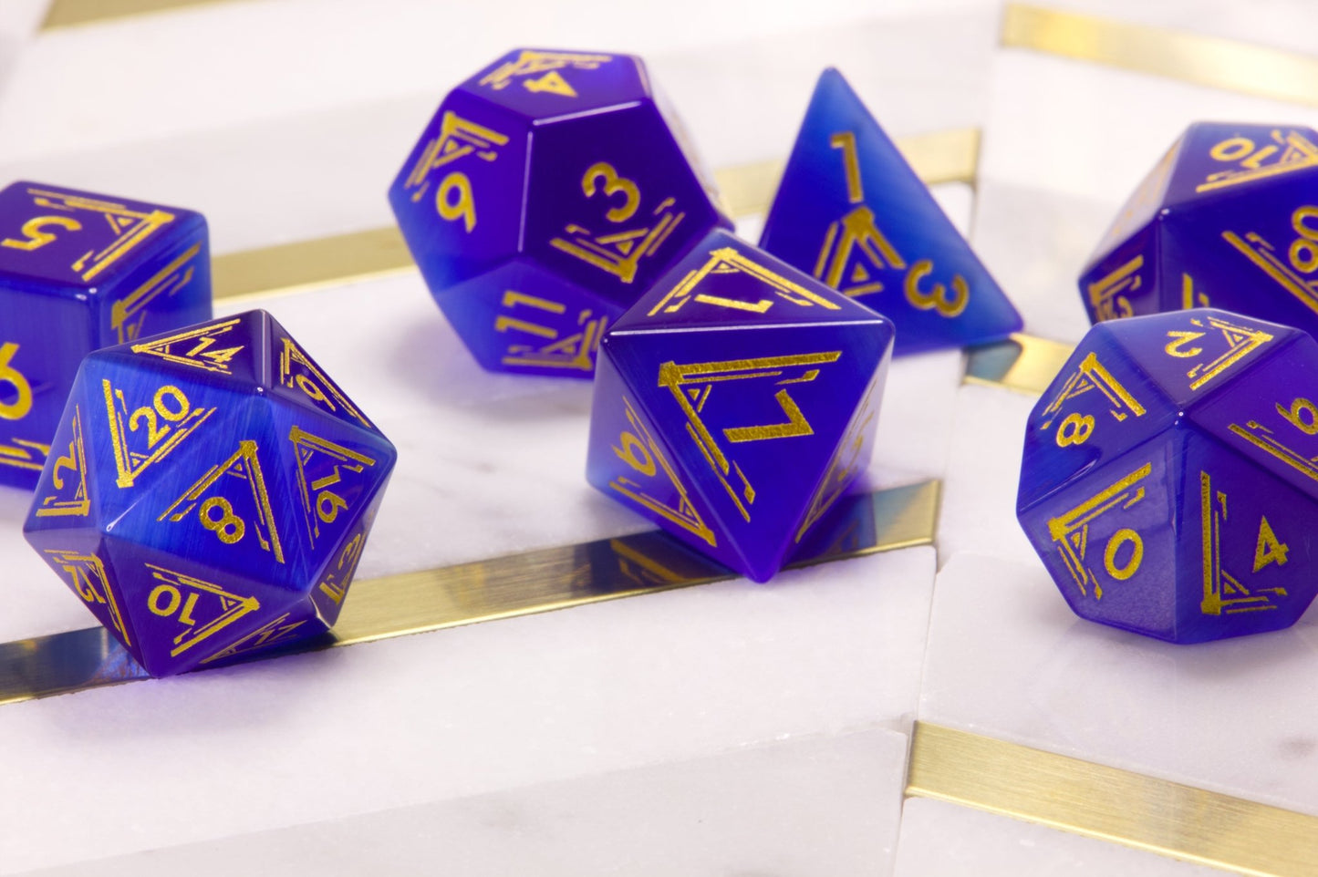 Art Deco Blue Catseye Dice - Summit Dice