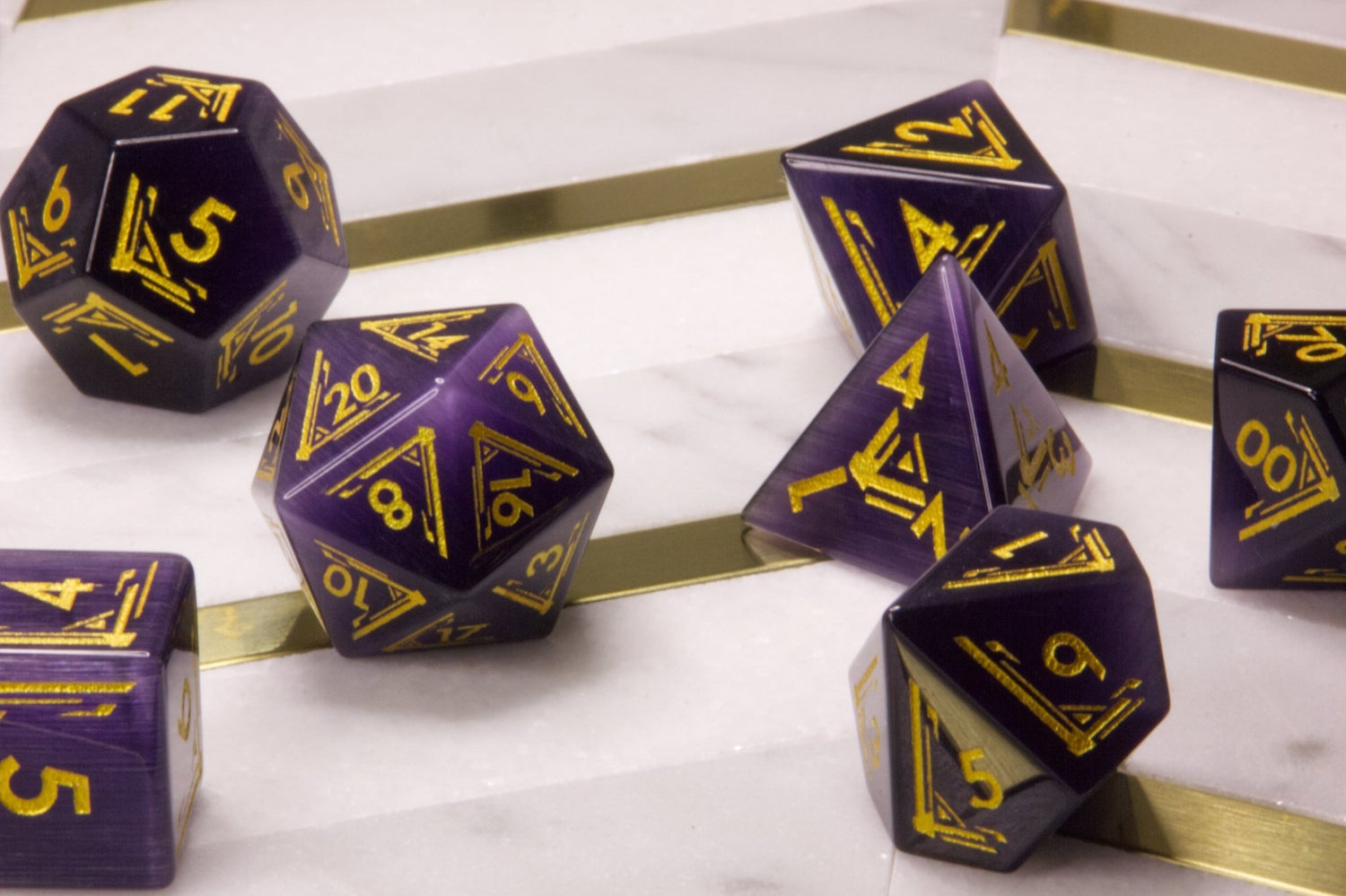 Art Deco Purple Catseye Dice - Summit Dice