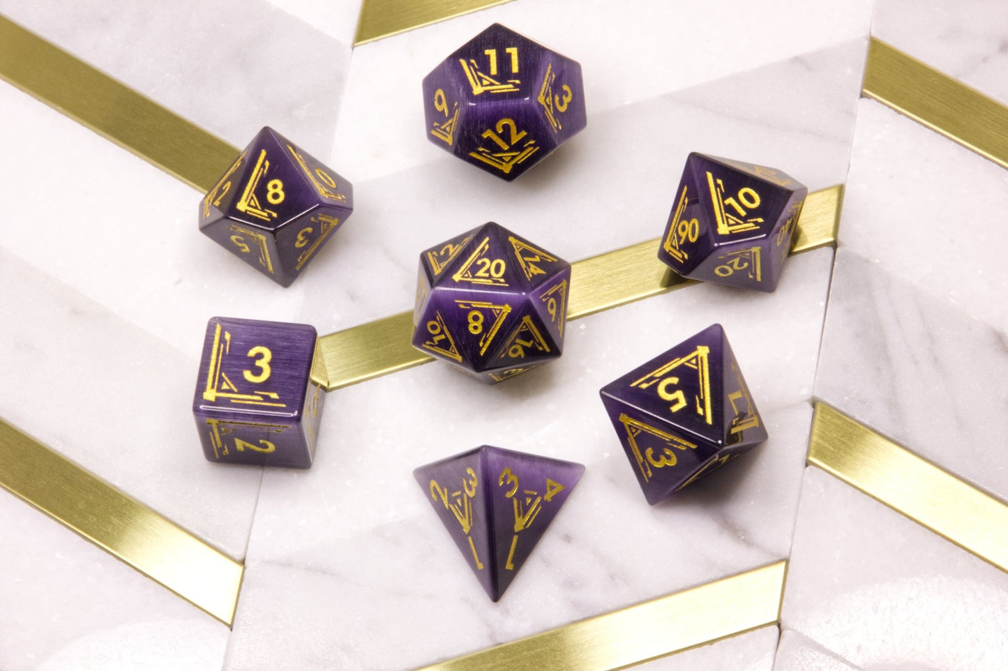 Art Deco Purple Catseye Dice - Summit Dice