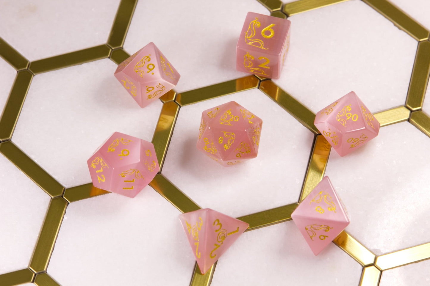 Art Nouveau Pink Catseye Dice - Summit Dice