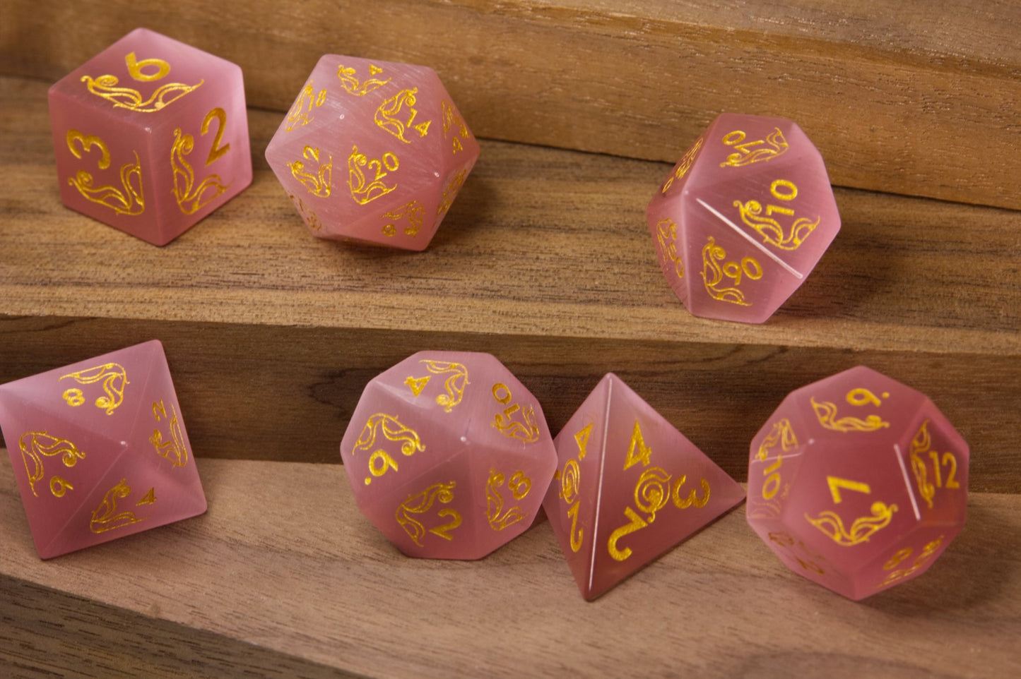 Art Nouveau Pink Catseye Dice - Summit Dice
