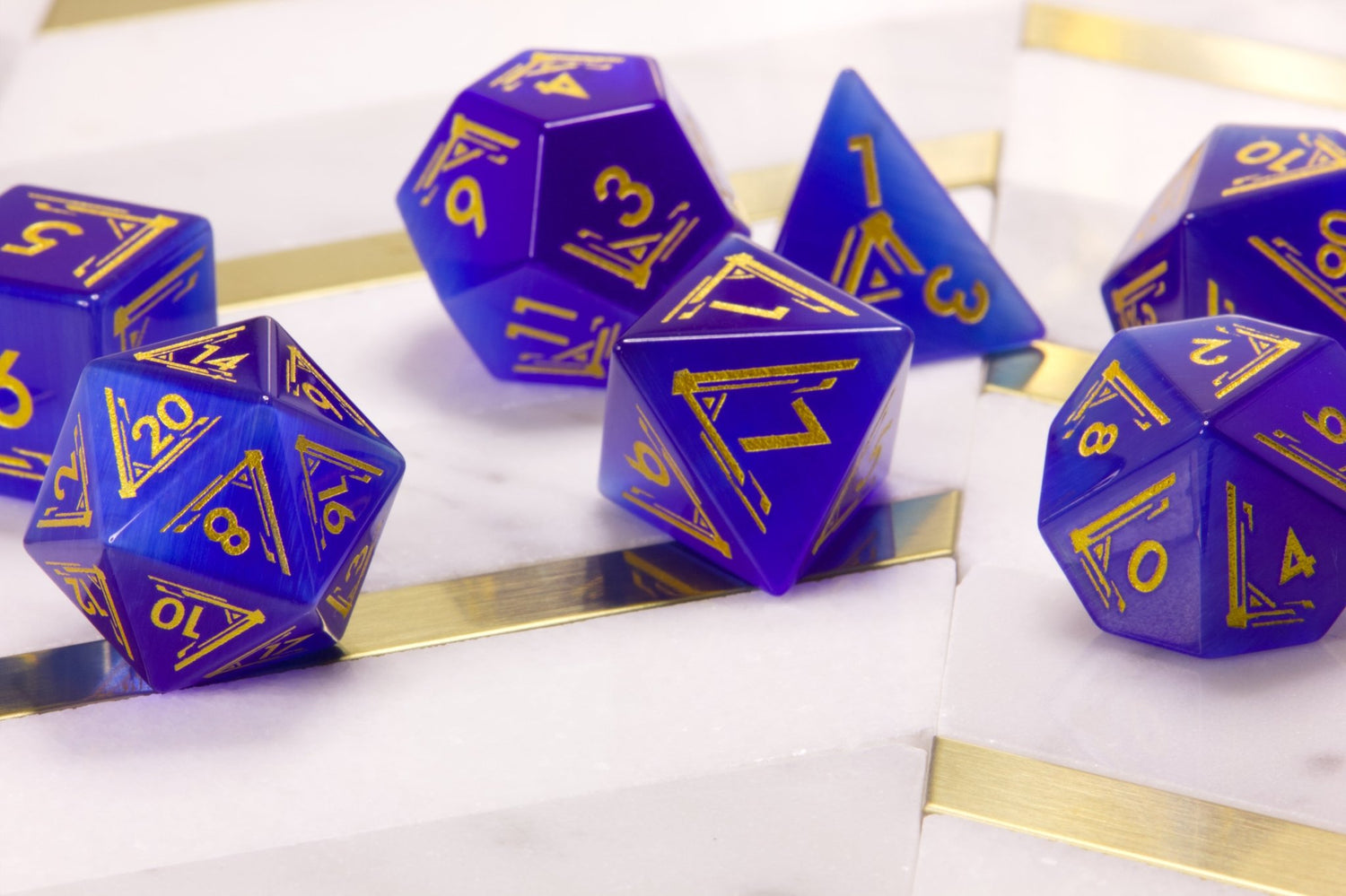 Art Deco Blue Catseye Dice - Summit Dice