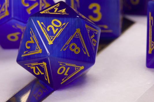 Art Deco Blue Catseye Dice - Summit Dice