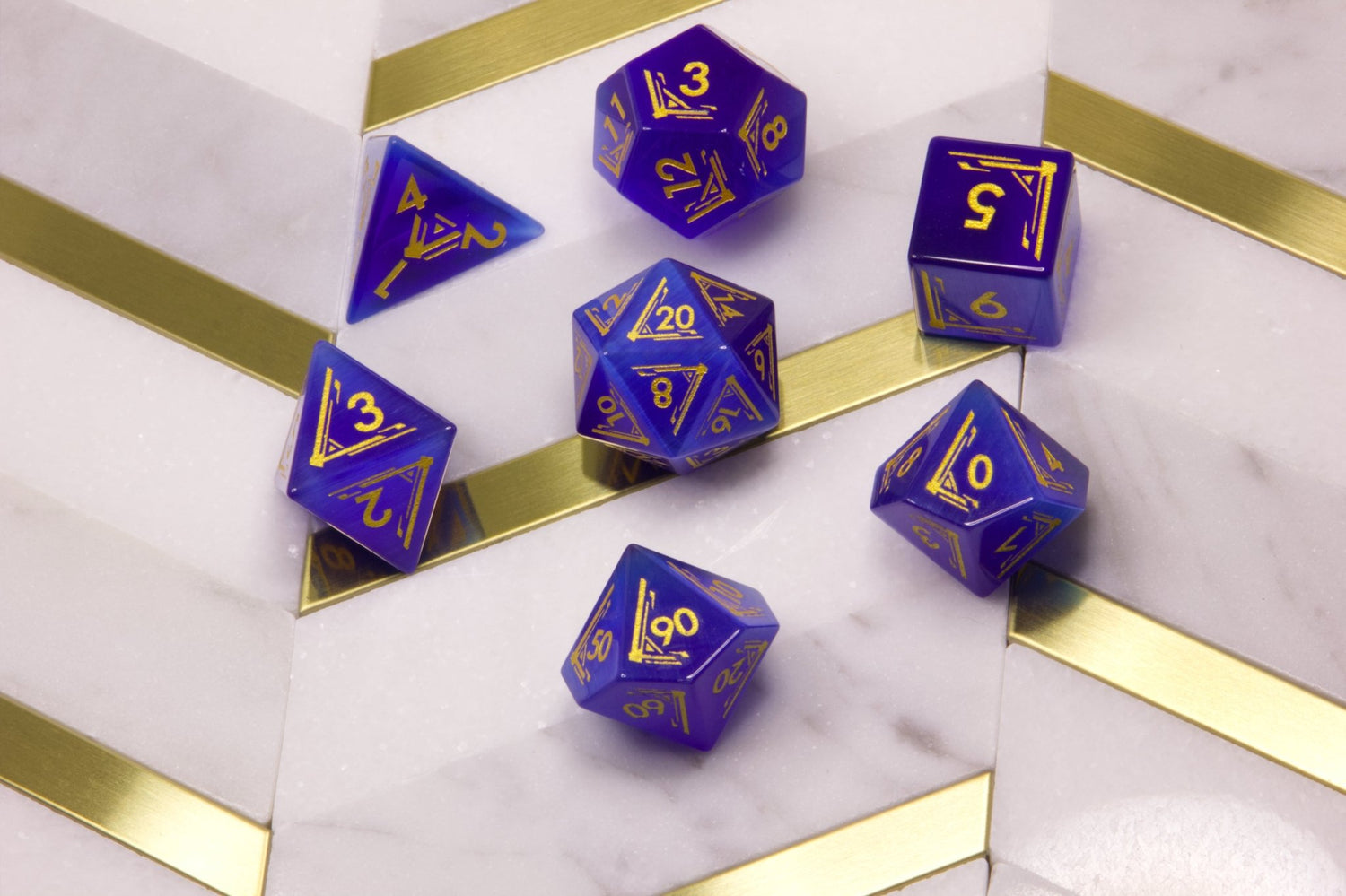 Art Deco Blue Catseye Dice - Summit Dice