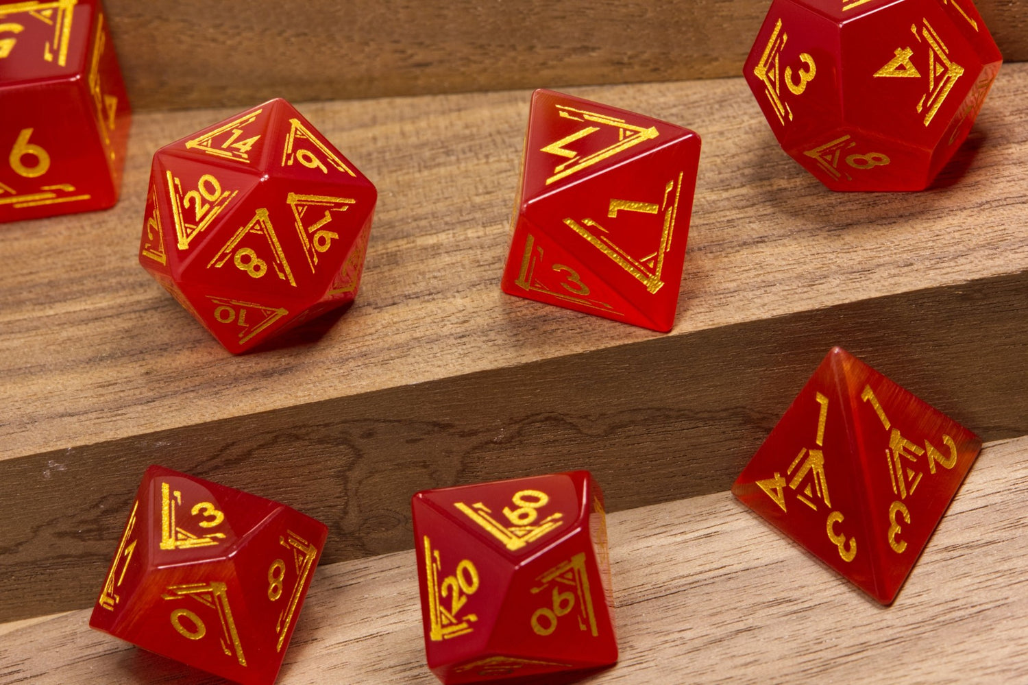 Art Deco Red Catseye Dice - Summit Dice