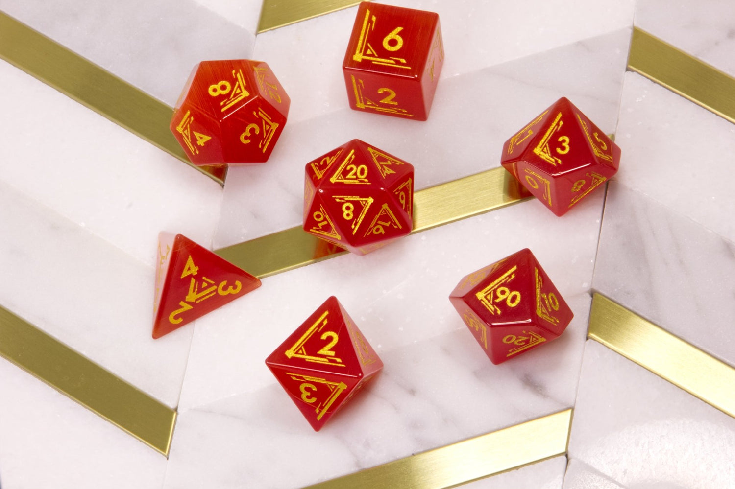 Art Deco Red Catseye Dice - Summit Dice