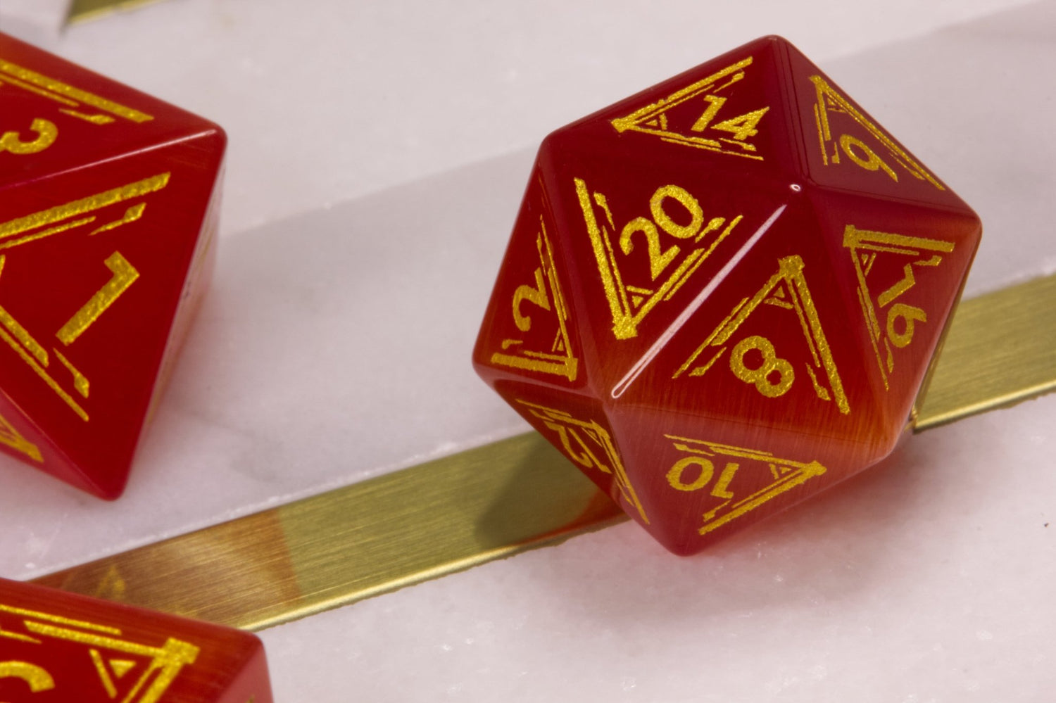 Art Deco Red Catseye Dice - Summit Dice