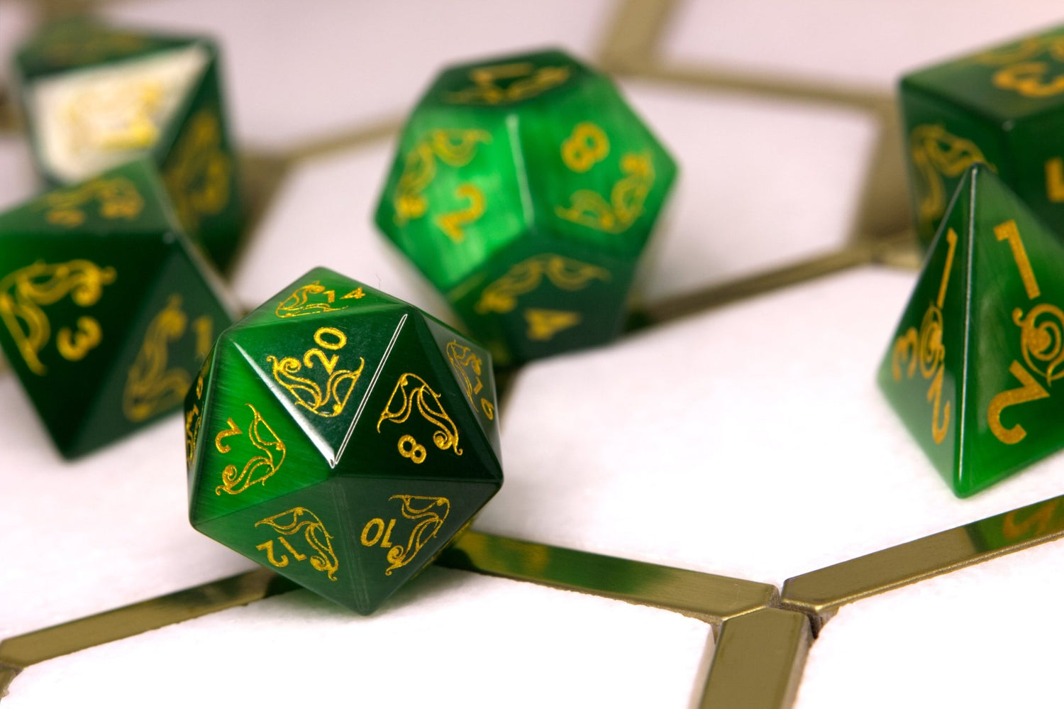 Art Nouveau Emerald Catseye Dice - Summit Dice