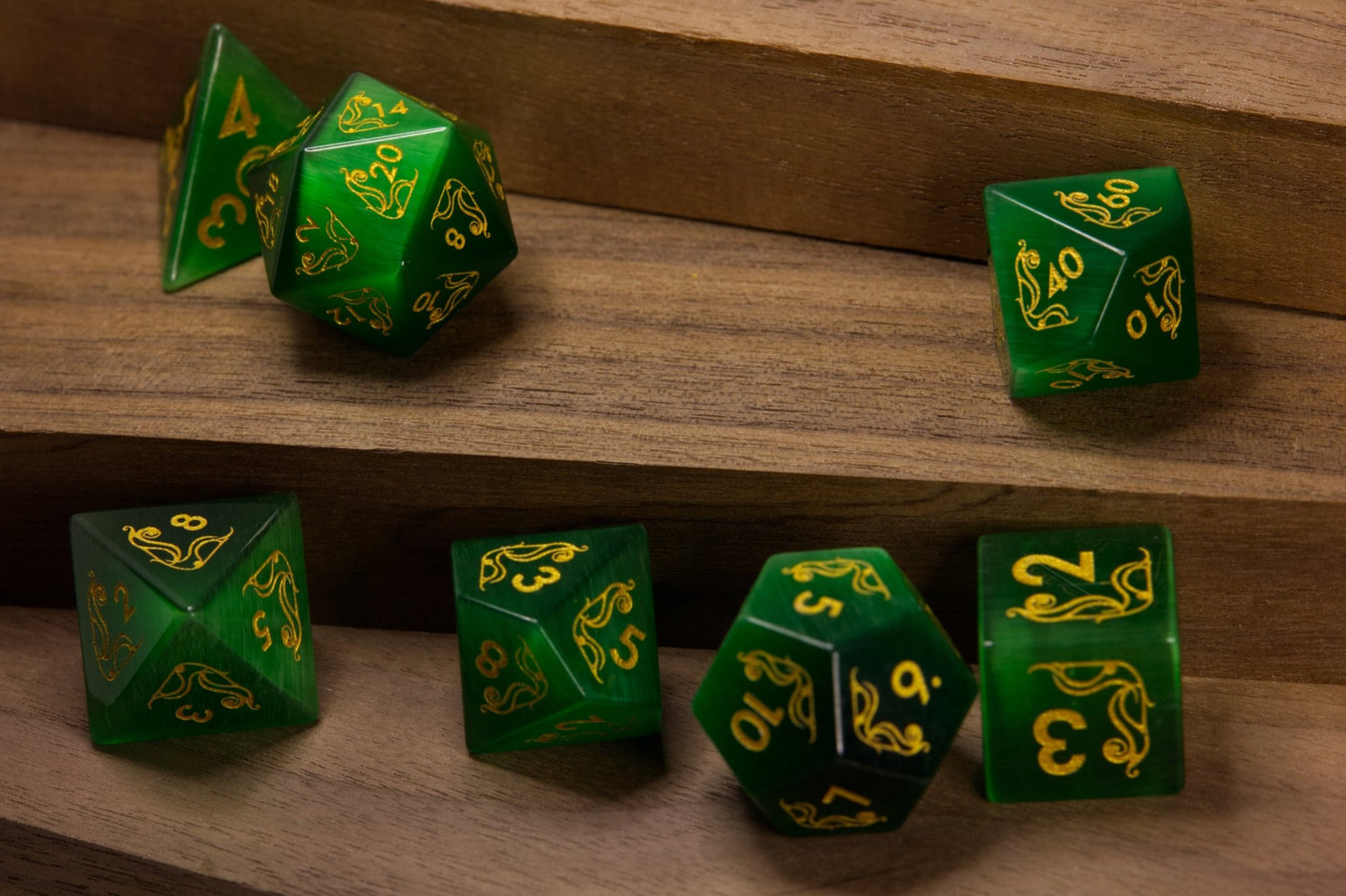 Art Nouveau Emerald Catseye Dice - Summit Dice