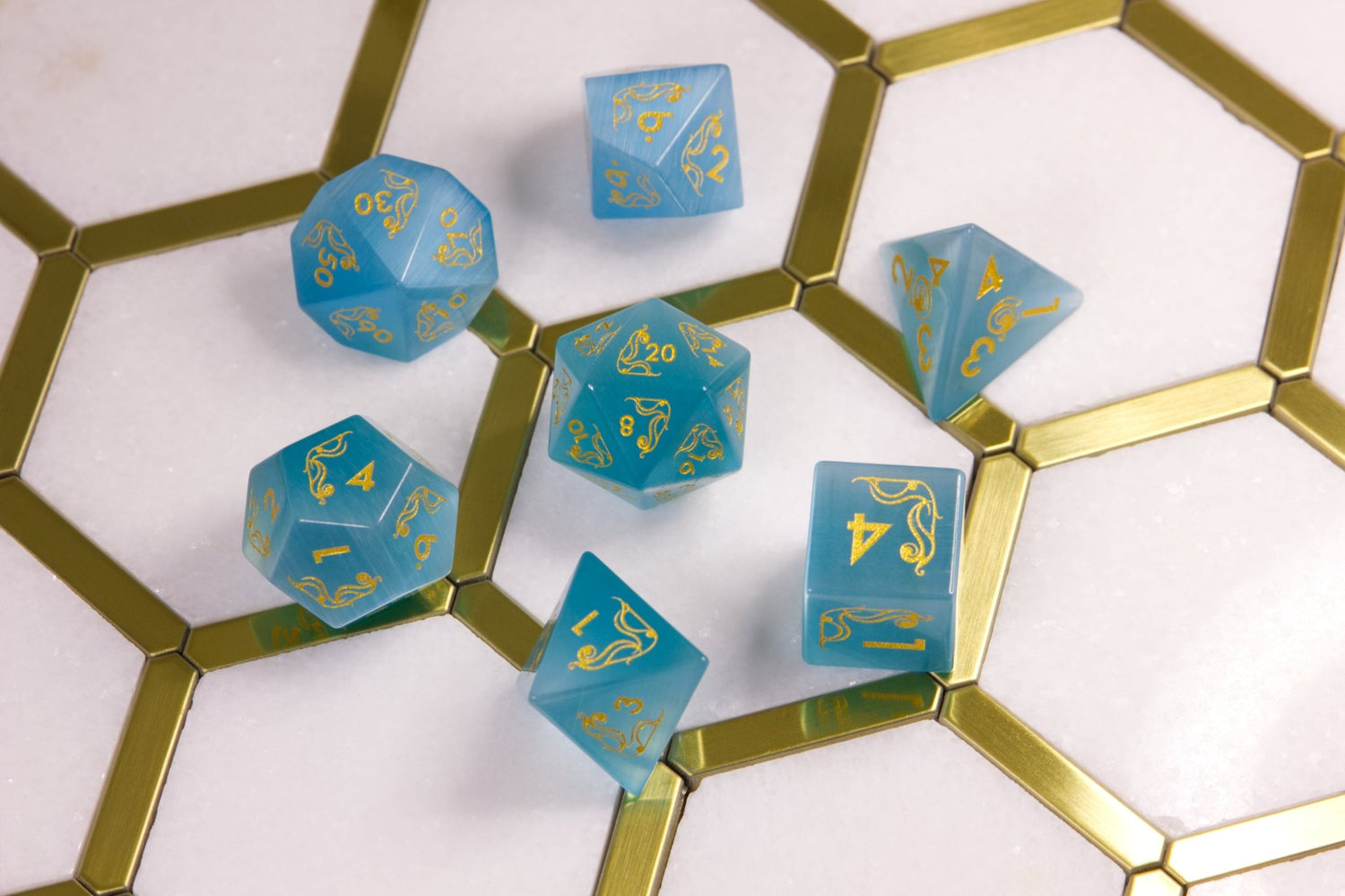 Art Nouveau Light Blue Catseye Dice - Summit Dice