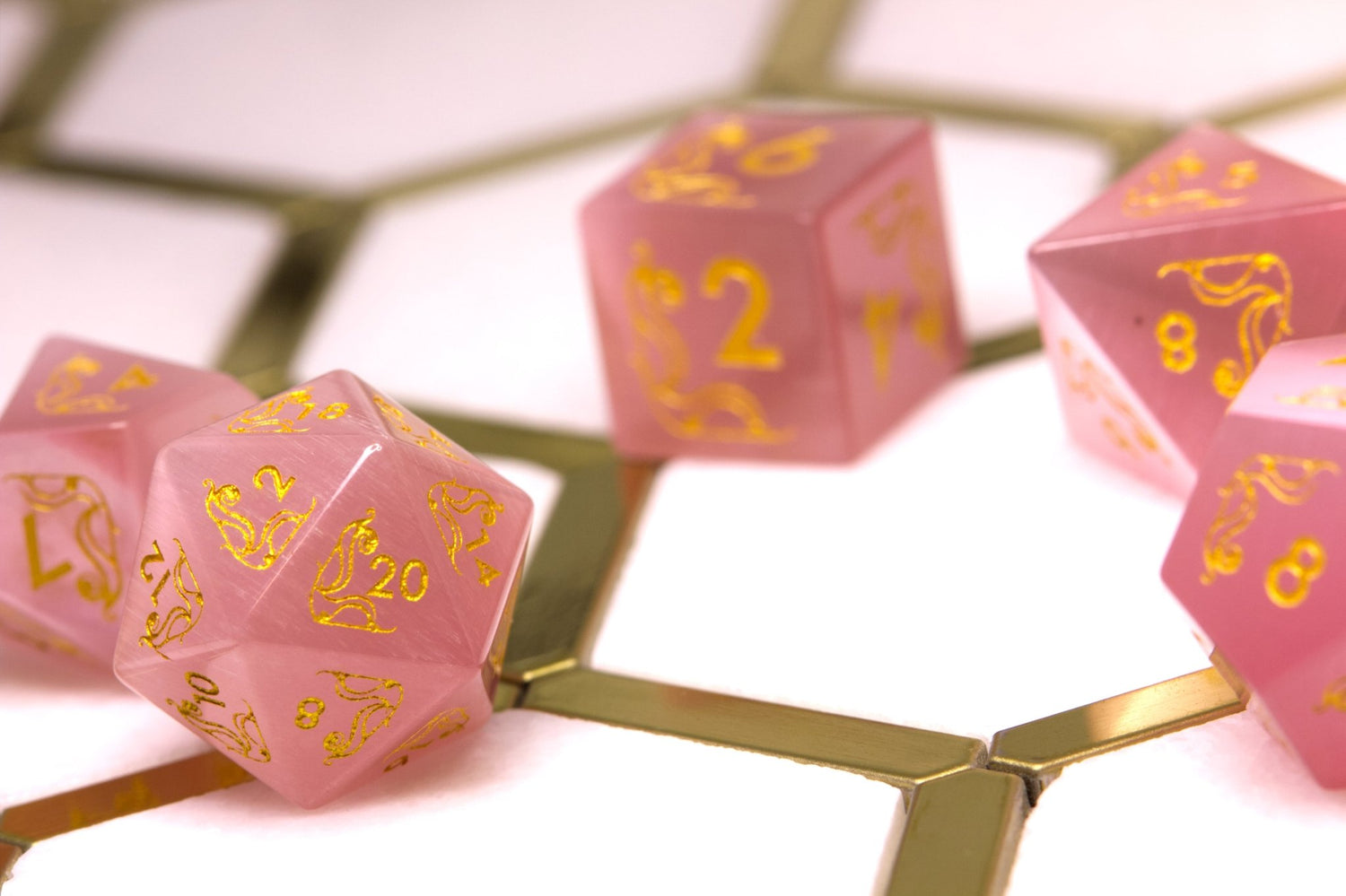 Art Nouveau Pink Catseye Dice - Summit Dice