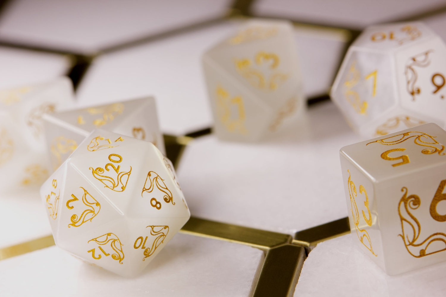 Art Nouveau White Catseye Dice - Summit Dice